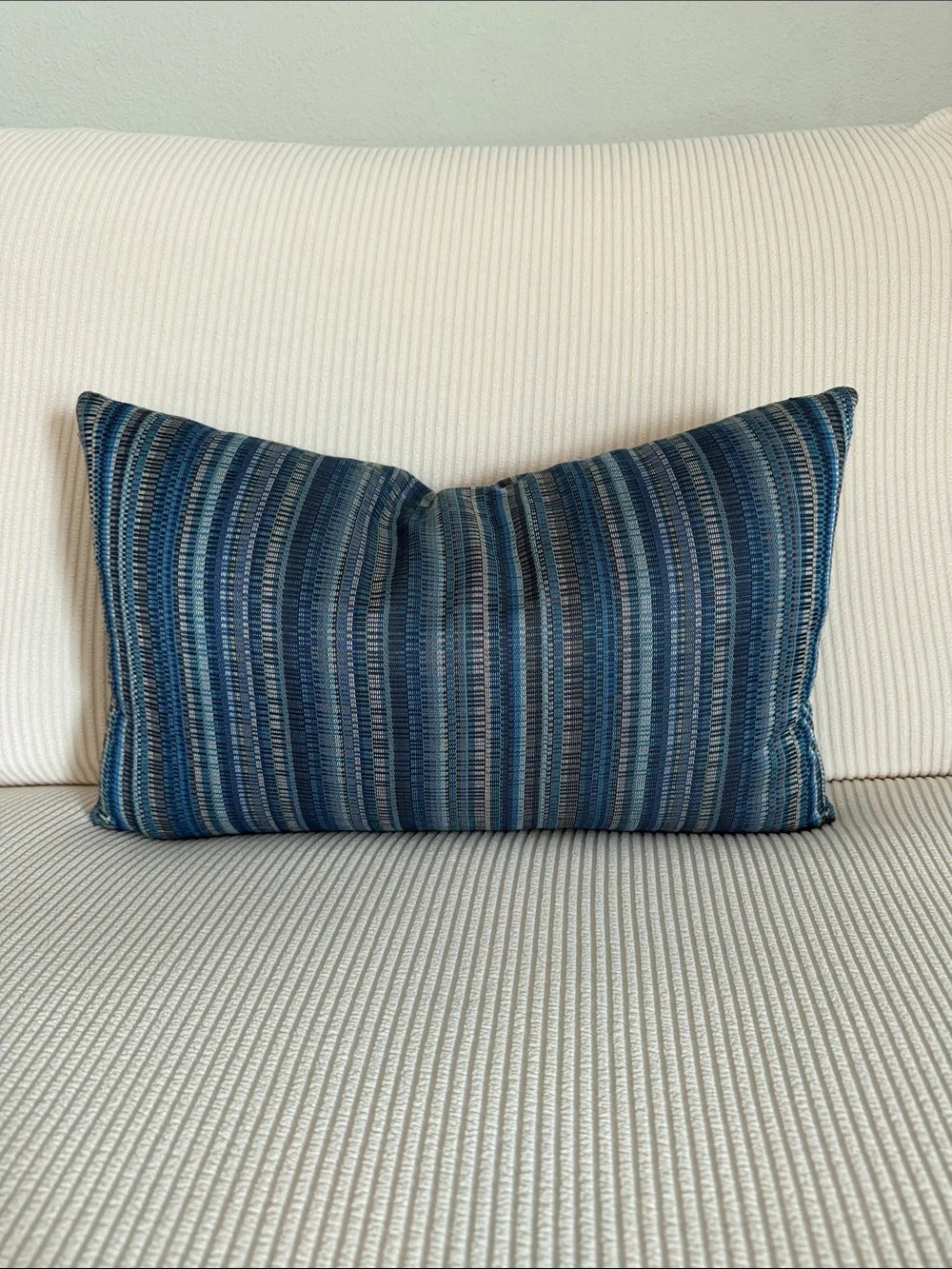 Room and Board Striped Blue and Red Lumbar Accent Pillows